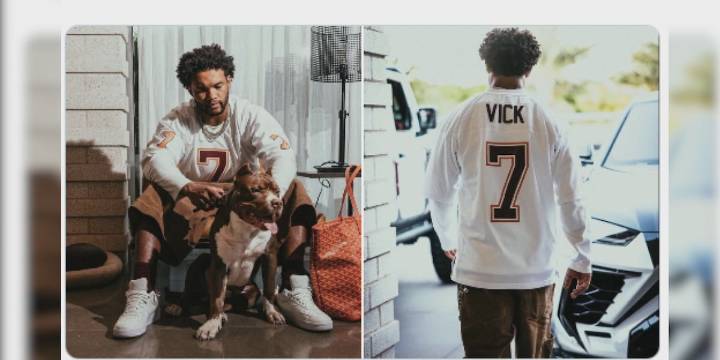 Kyler Murray apologizes after posing in Michael Vick jersey alongside pit bull