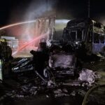 Light rail cars destroyed in fiery crash with semi