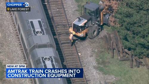 Amtrak Lake Forest news: Train crash into front-end loader impacts Milwaukee District North line near Everett tracks, police say
