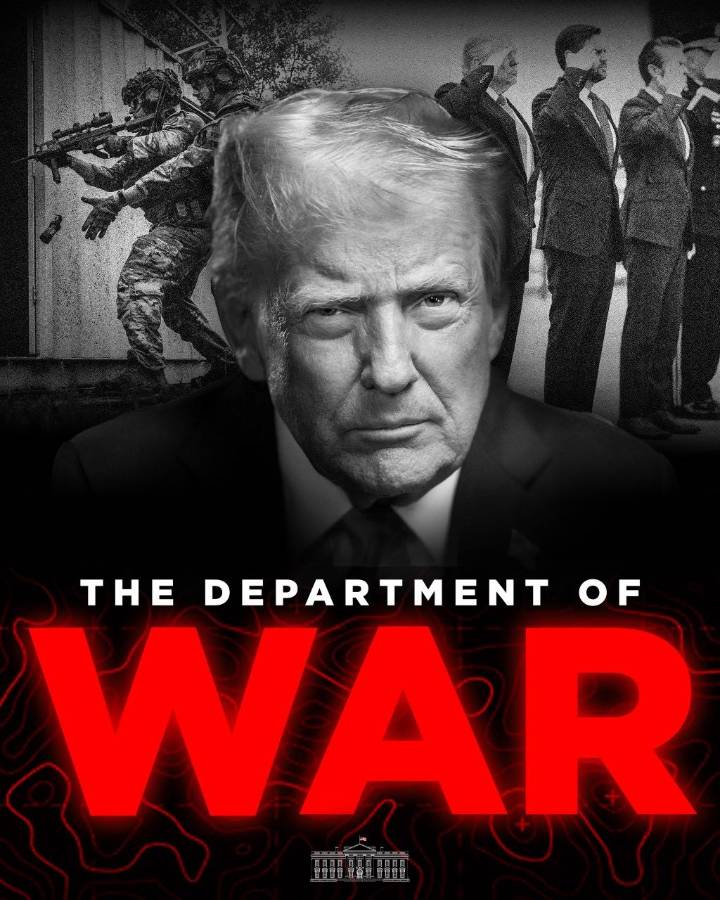 Trump cambia nombre del Pentágono a “Departamento de Guerra”