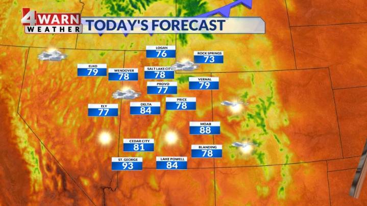 Partly sunny, fall-like for northern Utah, with summer heat for southern Utah