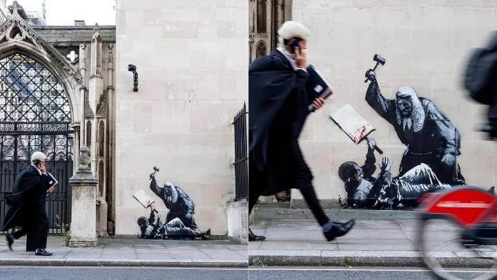 Londres retirará el mural de Banksy en el que un juez golpea a manifestante