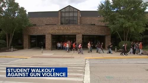 Geneva High School students walk out after Minneapolis, Minnesota shooting to raise awareness of gun violence in schools