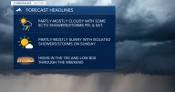 Partly cloudy and mild with a chance of showers and thunderstorms on Friday
