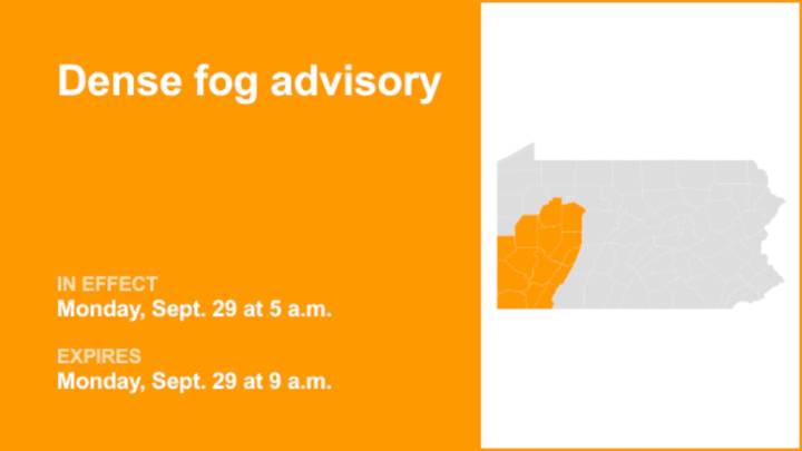 Southwest Pa. placed under a dense fog advisory Monday – visibility limited to 1/4 mile