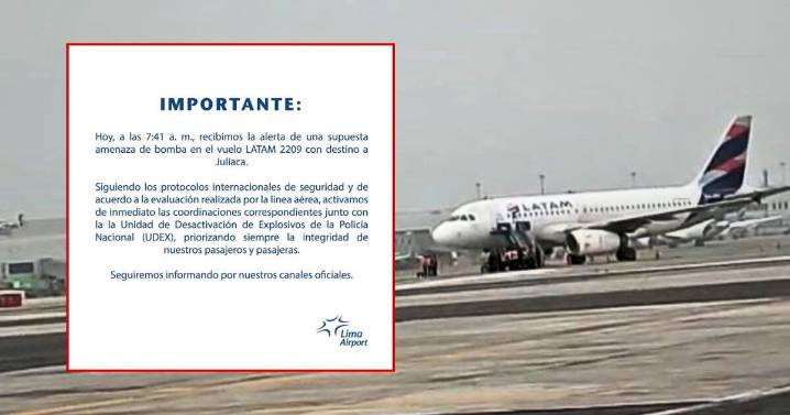 Alertan presunta amenaza de bomba en el aeropuerto Jorge Chávez con destino a Juliaca