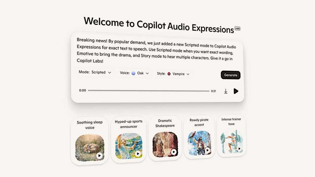 Microsoft's Copilot AI text-to-speech gets new, cleaner 'scripted mode'
