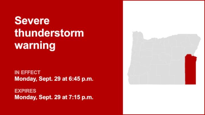 Update: Thunderstorms with nickel-sized hail and damaging winds in Malheur County Monday