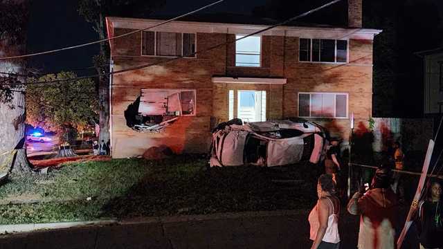 College Hill crash sends car into apartment building, another split in half