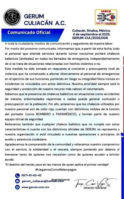 Personal paramédico portará chaleco an…