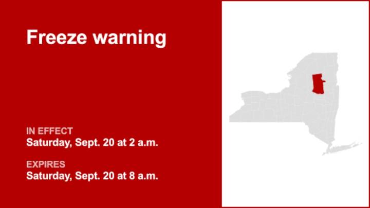 NY weather: Freeze warning in place for Hamilton County for Saturday