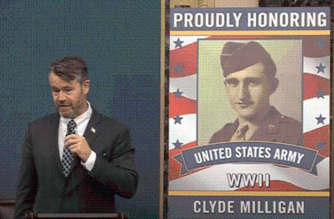 Senator Todd Young Honors Hoosier Veteran Clyde Milligan Who Just Turned 100 Years Old