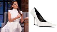 Eva Longoria Gets Sharp in Balenciaga Knife Pumps on 'Seth Meyers'
