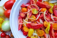 Rustic Tomato and Onion Salad showcases late