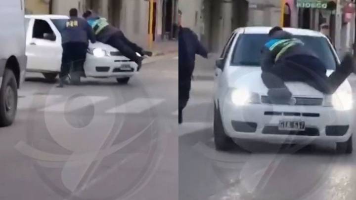 Un conductor alcoholizado se llevó en el capot a un inspector de tránsito