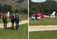 Rescatan en helicóptero a un ciclista accidentado en Urbia