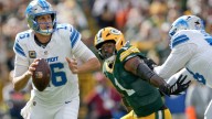 Jared Goff throws costly interception with Micah Parsons in his face