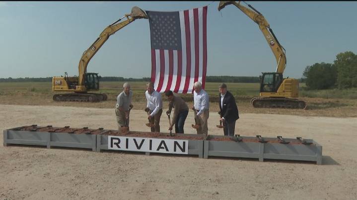 At Rivian EV plant groundbreaking, the issue of ICE raid at another plant looms