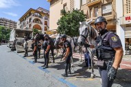 La Caballería de la Policía Nacional vela por la seguridad en la Magna Mariana: "El punto de altitud con el caballo nos da ventaja entre la multitud"