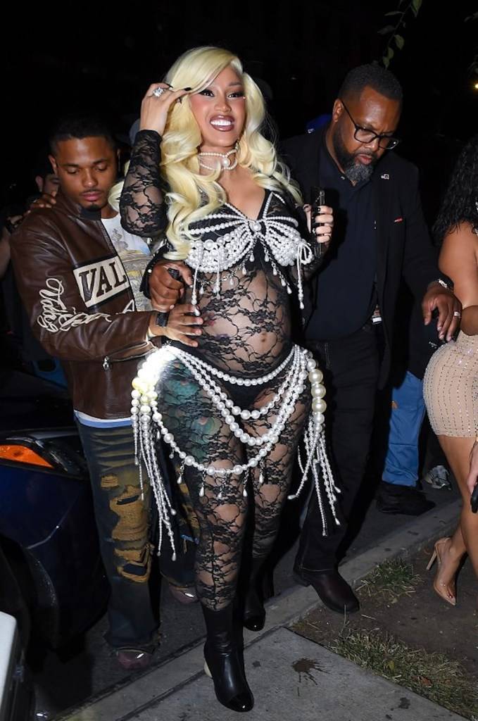 Cardi B Stuns in Bold Sheer Outfit, Flaunting Baby Bump