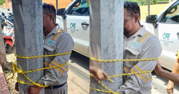 Habitantes amarran a un poste a trabajador de CFE por apagones en Dzemul, Yucatán