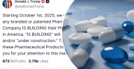 Donald Trump announces 100 per cent tariff on imported medicine
