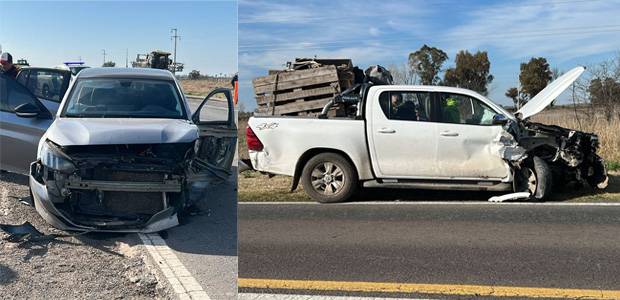 Colisionaron una camioneta y un auto en la Ruta 188, a la altura de Elordi