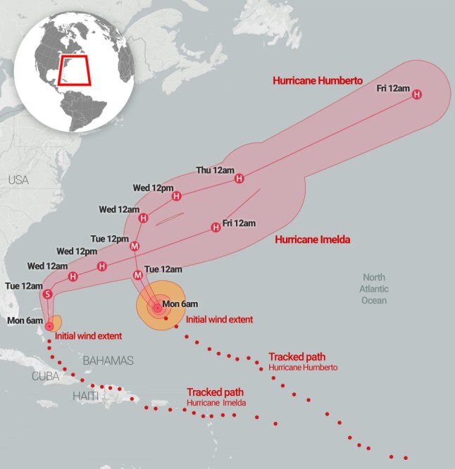 Hurricane Humberto tracker map shows where 145mph storm is
