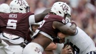 Texas A&M's Cashius Howell sacks Utah State QB three times in a row
