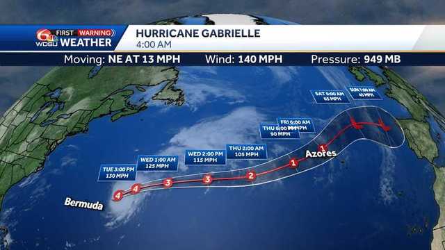 Major Hurricane Gabrielle pushes northeast across Atlantic