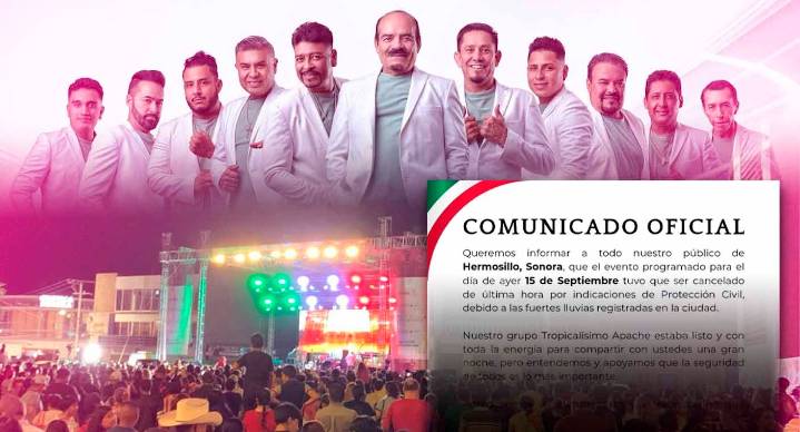 Tropicalísimo Apache se compromete a volver a Hermosillo para armar “verdadera fiesta” tras cancelarse su presentación en el Grito por fuerte lluvia