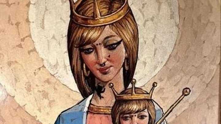 Pintan un piercing y un tatuaje de diablo a la Virgen de la ermita de un pueblo de Huesca