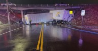 Tractor trailer goes off I-270 overpass, lands below on 56th Avenue in Denver metro area