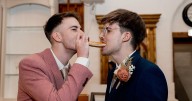 Gregg's mad couple tie the knot with tower of 200 sausage rolls