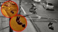 Motociclista sufre fuerte accidente, pero deja a su novia tirada y gritando de dolor para ver cómo quedó su moto