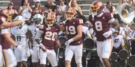 Former DeWitt wide receiver Tommy McIntosh scores his first career touchdown as Central Michigan beats Wagner 49