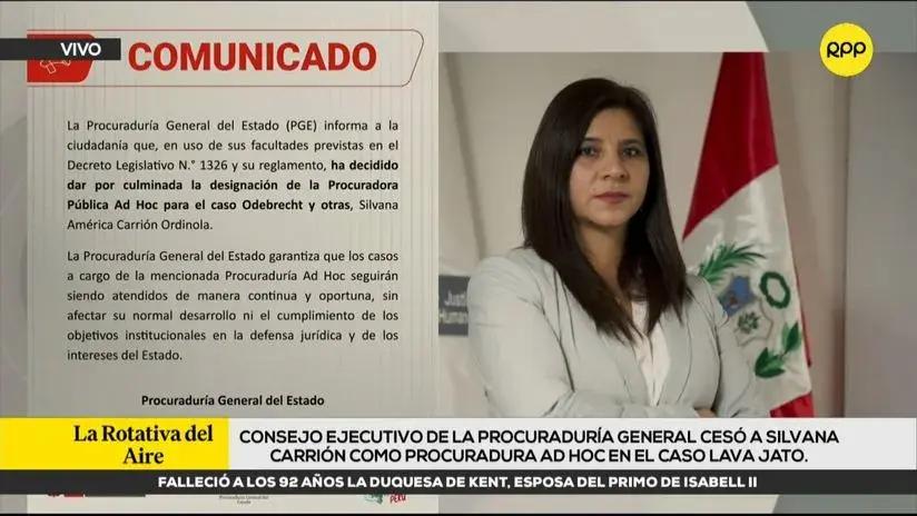 Procuraduría General del Estado informa que Silvana Carrión deja de ser procuradora Ad Hoc del caso Lava Jato