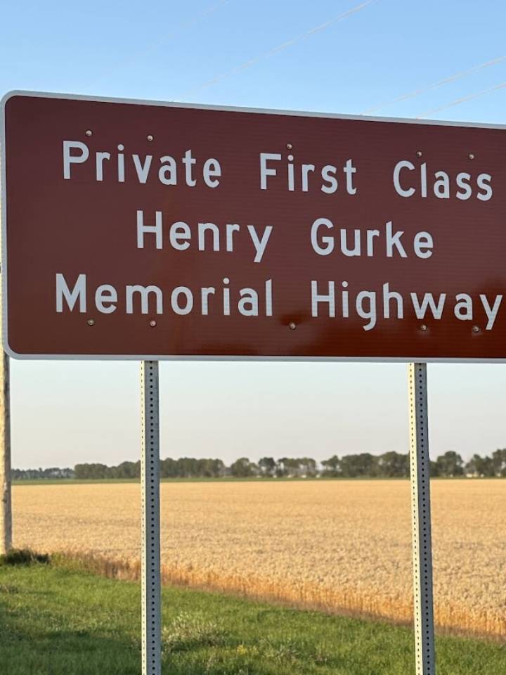 New sign honors Neche, N.D., resident Private First Class Henry Gurke's sacrifice in WWII