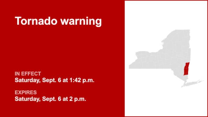 NY weather update: Tornado warning active for Columbia and Dutchess counties Saturday afternoon