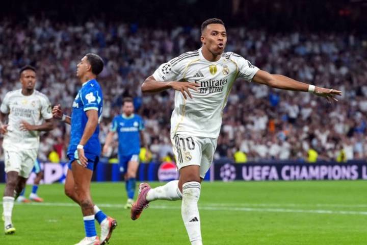 Real Madrid debutó en la Champions con sufrido triunfo ante el Marsella: Mbappé anotó doblete de penal 