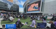 Valkyries fans turn out for playoff watch party outside Chase Center