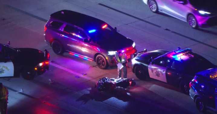 1 dead, 1 hospitalized in South Los Angeles after car and motorcycle collide on 110 Freeway