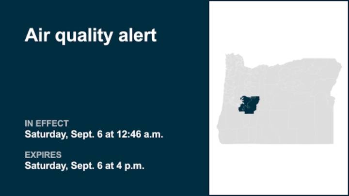 Air quality alert active for Lane County Cascade Foothills and Cascades of Lane County until early Saturday evening