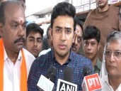 Potholes a golden goose for Cong: Tejasvi Surya