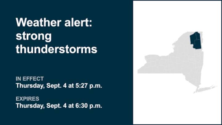 NY weather: Weather alert for strong thunderstorms in New York Thursday evening