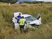 Derrapa y se sale del camino en la carretera Chihuahua