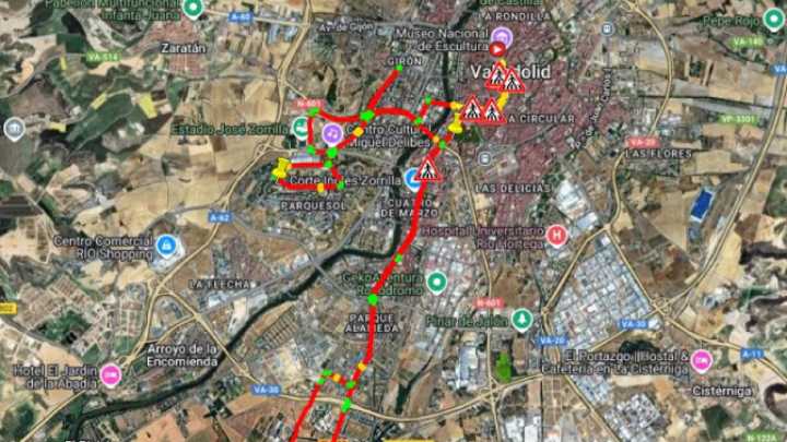 Los cortes en Valladolid durante La Vuelta