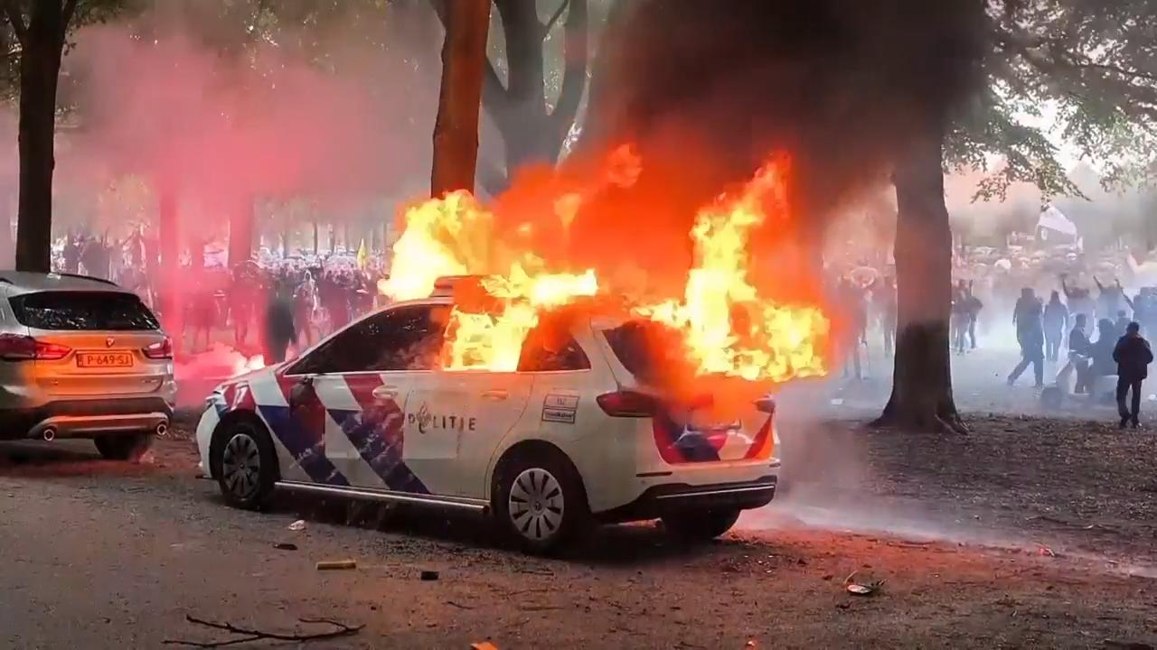Violence erupts at right-wing demonstration in the Netherlands ahead of election