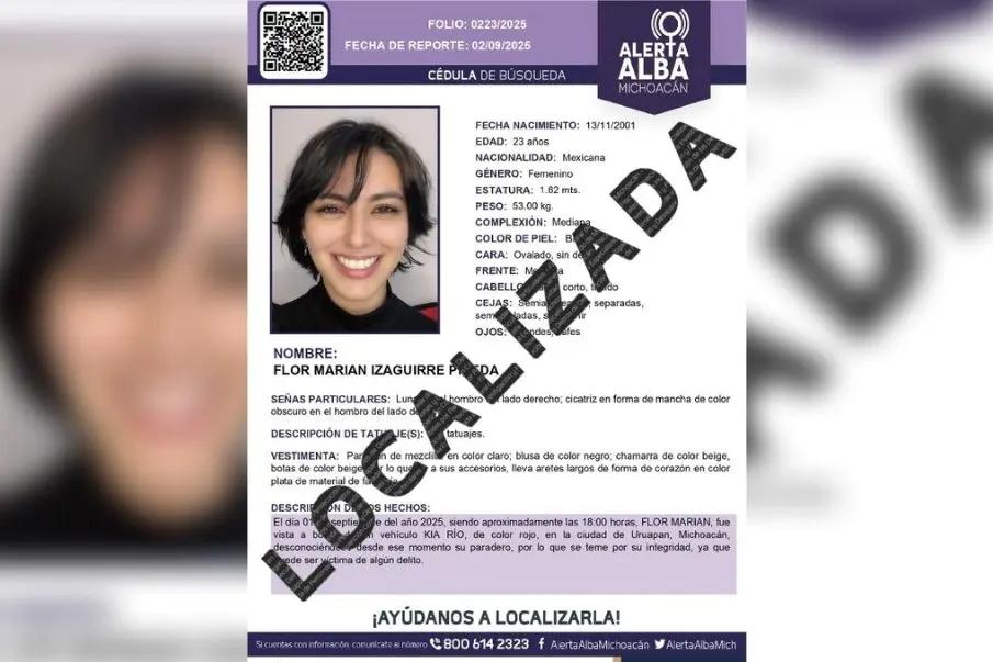 Encuentran con vida a la influencer Flor Marian Izaguirre en Michoacán