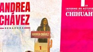 Reciben a Andrea Chávez en su informe con imágenes sobre “La Barredora” y Adán Augusto en lonas y en una camioneta